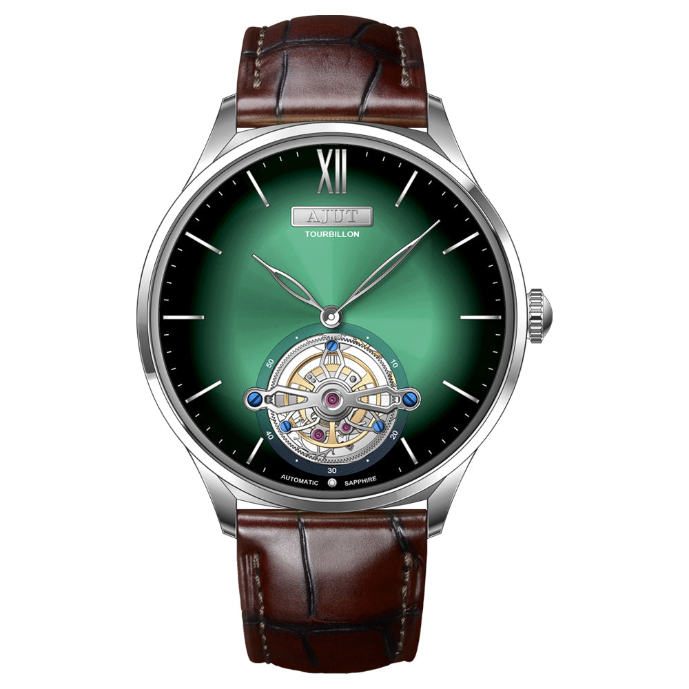 AJUT automatic tourbillon movement men watch vintage sapphire glass simple dial self wind mechanical watches for men Business 0345
