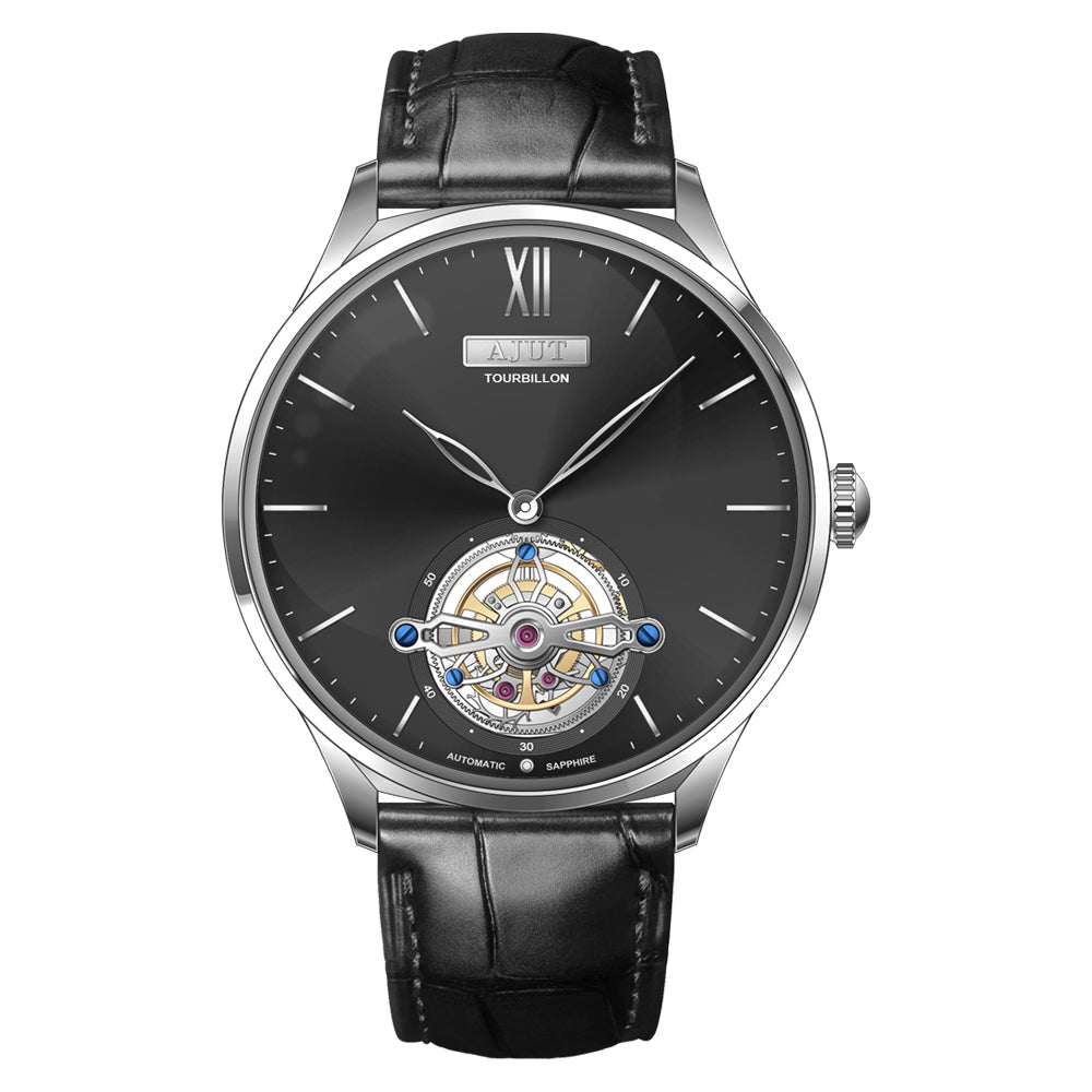 AJUT automatic tourbillon movement men watch vintage sapphire glass simple dial self wind mechanical watches for men Business 0345