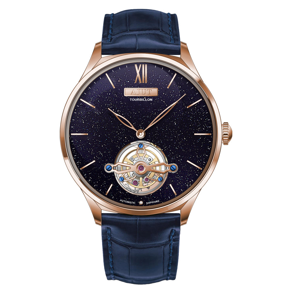 AJUT automatic tourbillon movement men watch vintage sapphire glass simple dial self wind mechanical watches for men Business 0345