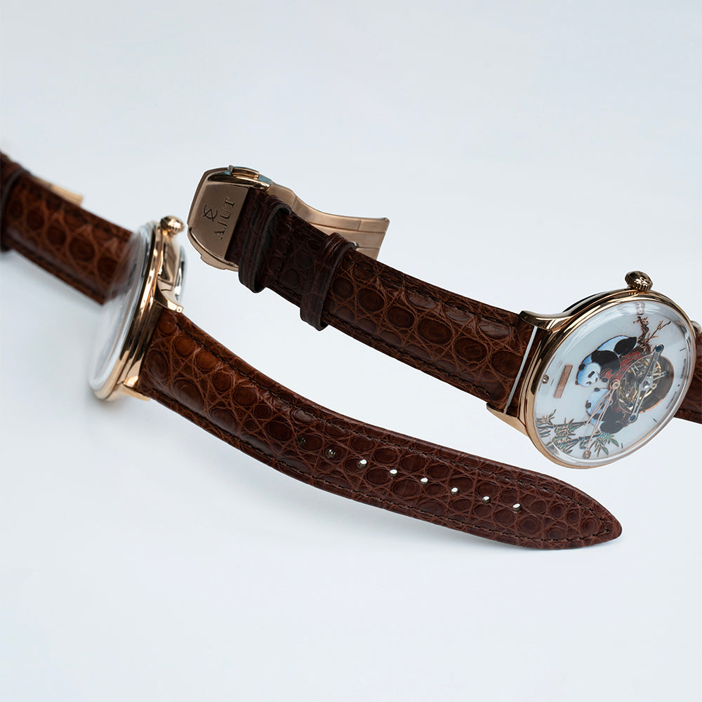 AJUT Automatic Tourbillon Movement Men Watch Sapphire Mechanical Panda Dial Watches Man 0346