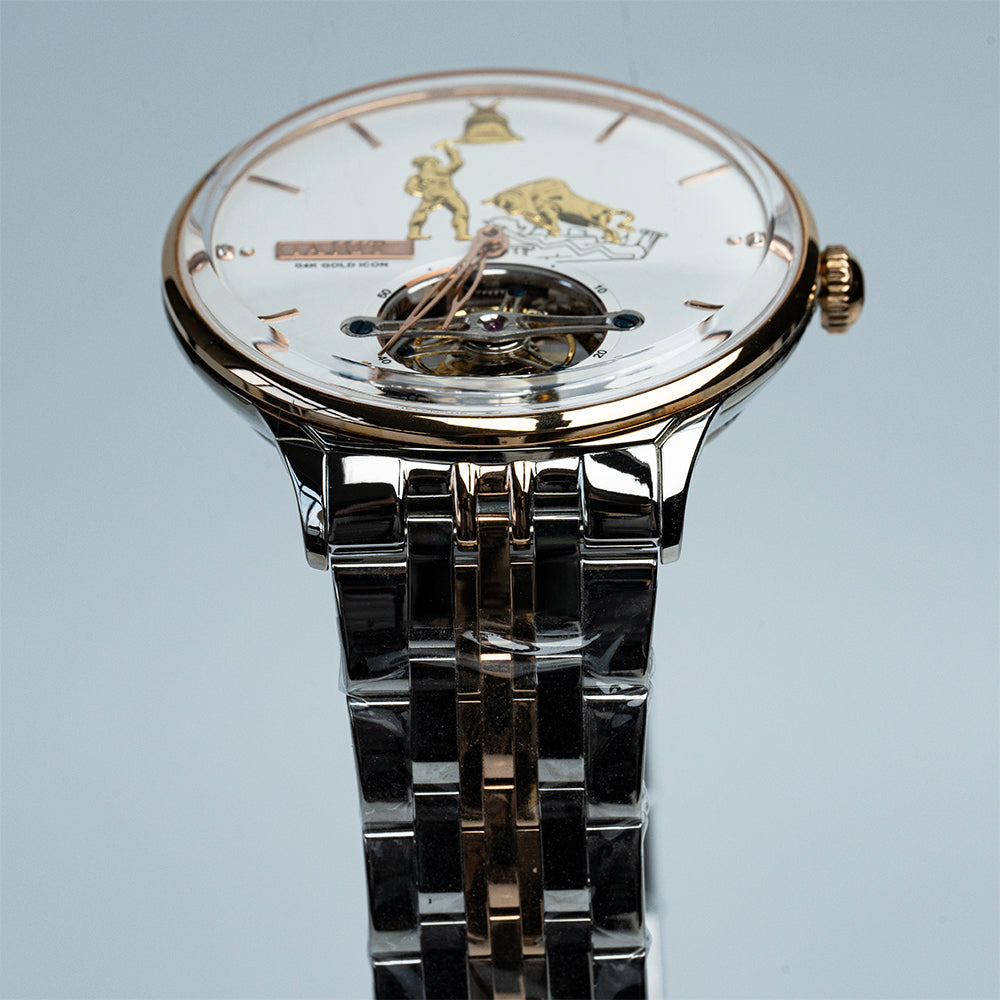 AJUT luxury automatic tourbillon movement watches for men mechanical sun-patterned surface with 24K gold figures man watch 0375