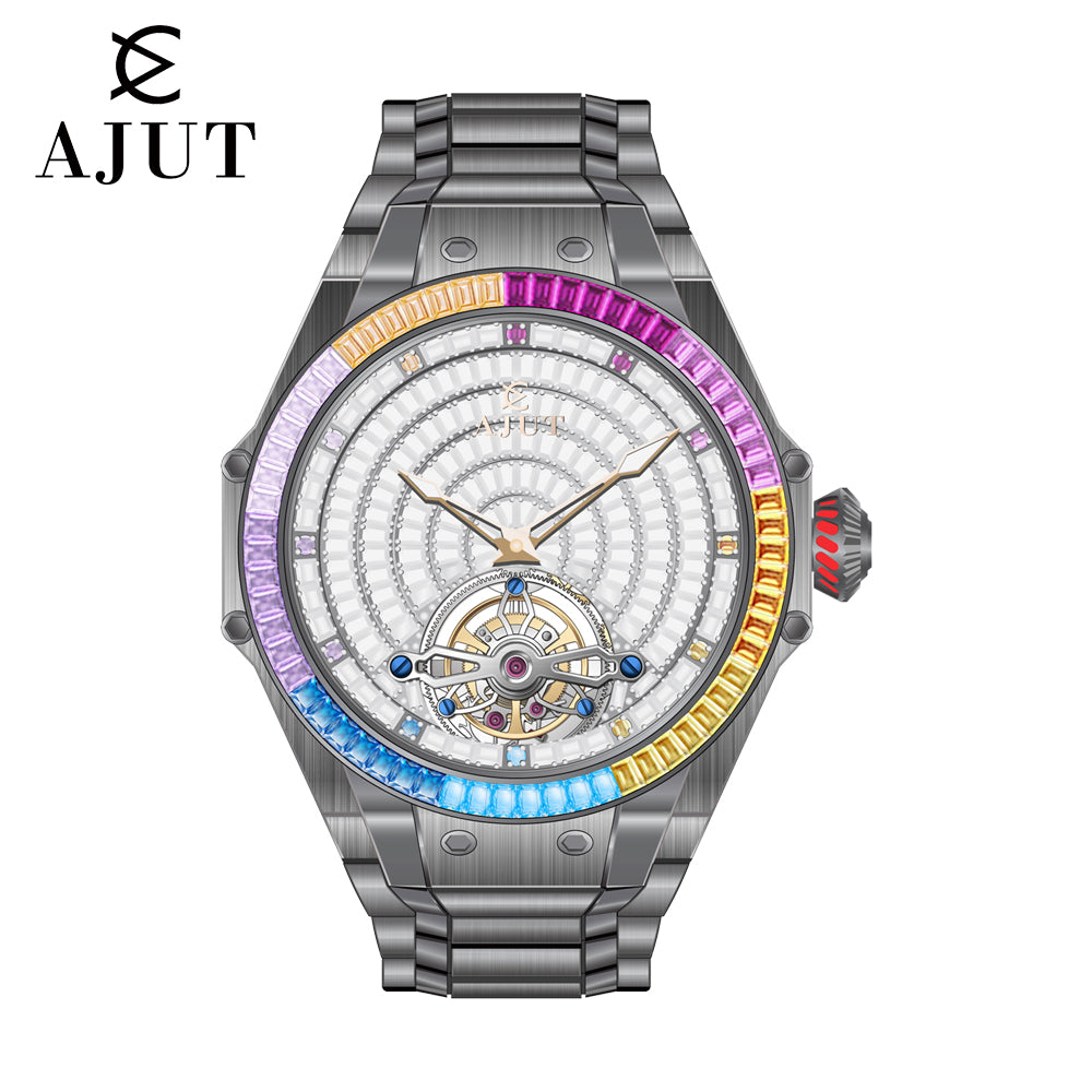 AJUT Diamond Star Tourbillon Sapphire Mechanical Men's Watch TAM0382