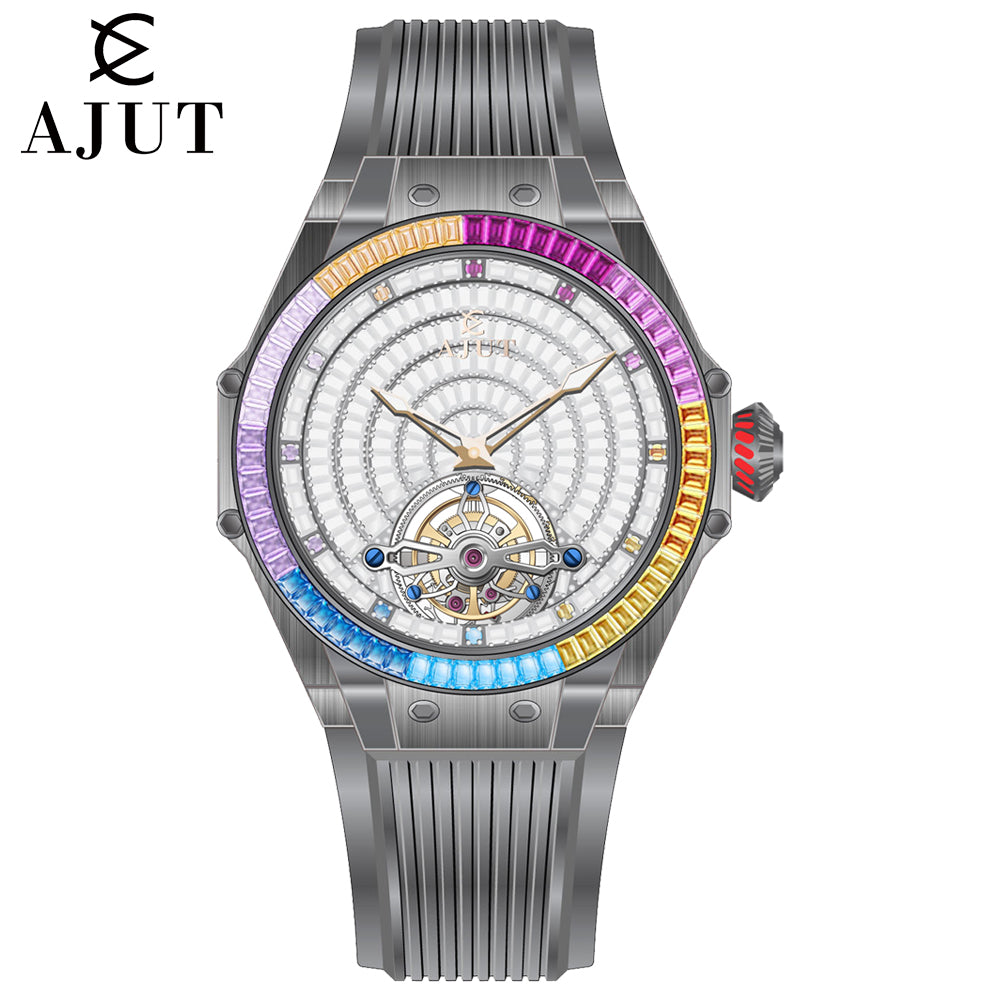 AJUT Diamond Star Tourbillon Sapphire Mechanical Men's Watch TAM0382