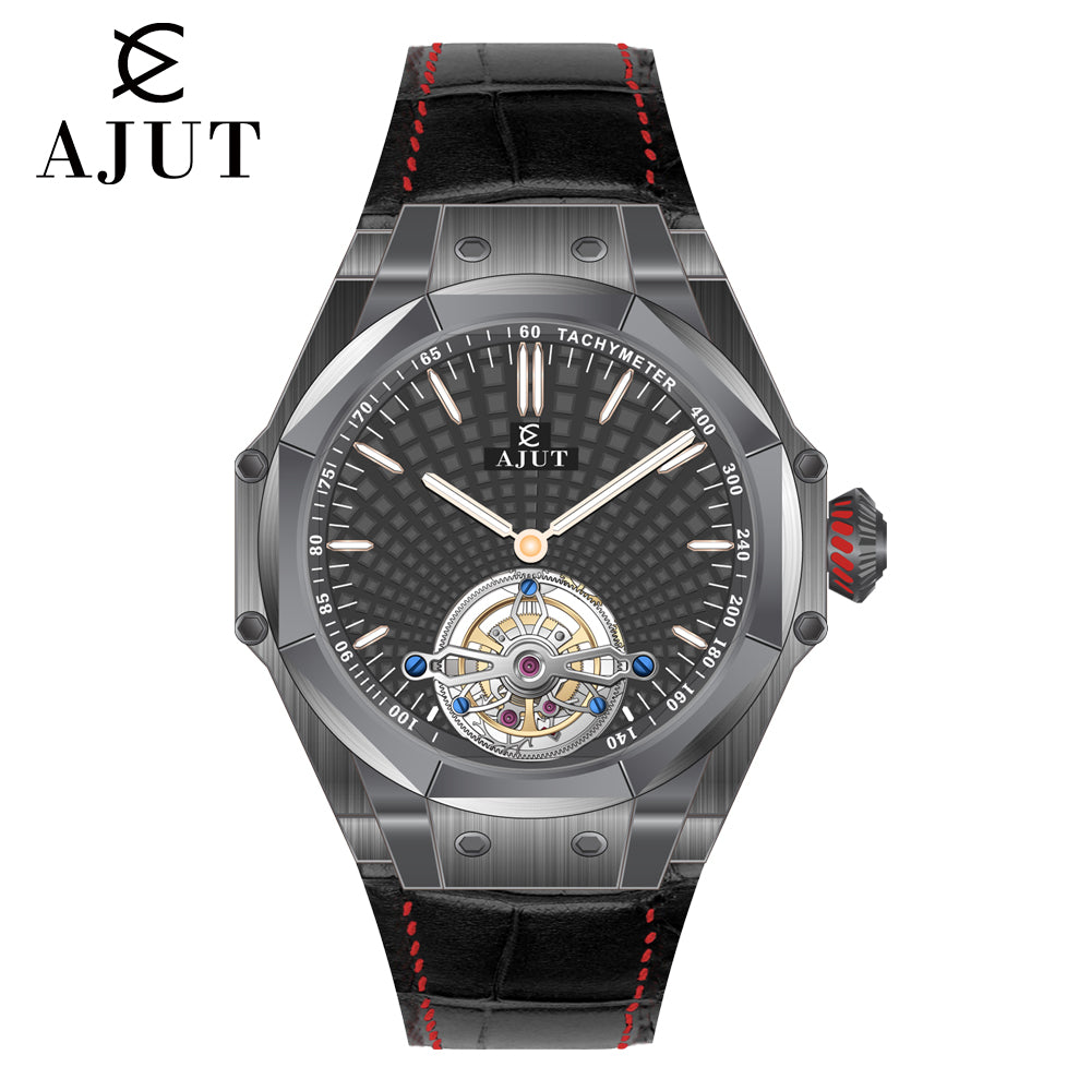 AJUT tourbillon watches man vintage automatic winding flying mechanical tourbillon watches for men hydraulic surface luxury 0383