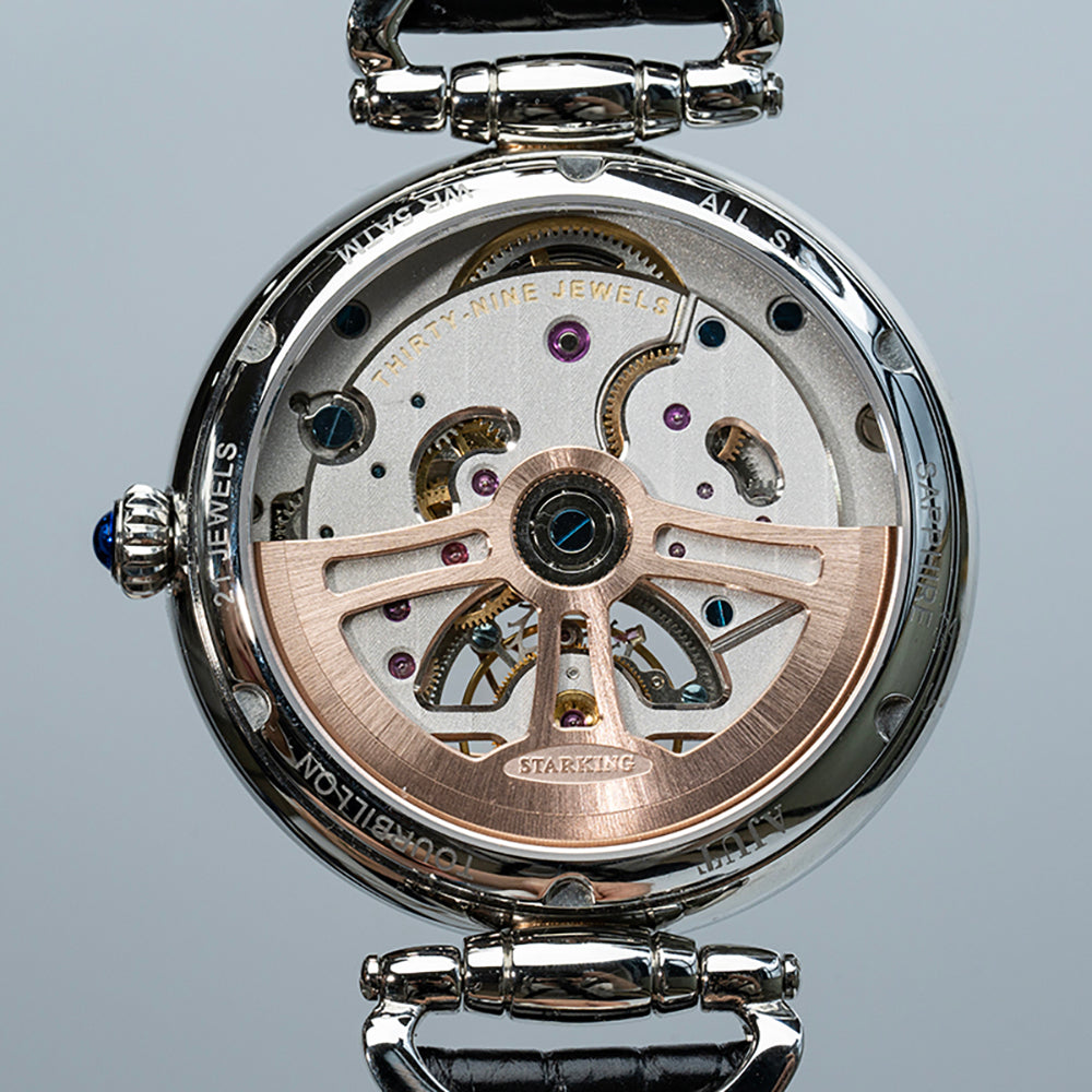 AJUT Automatic Tourbillon Movement Women Watches Sapphire Full Diamond Self Winding Mechanical Ladies Watch Luxury Fashion 0397L