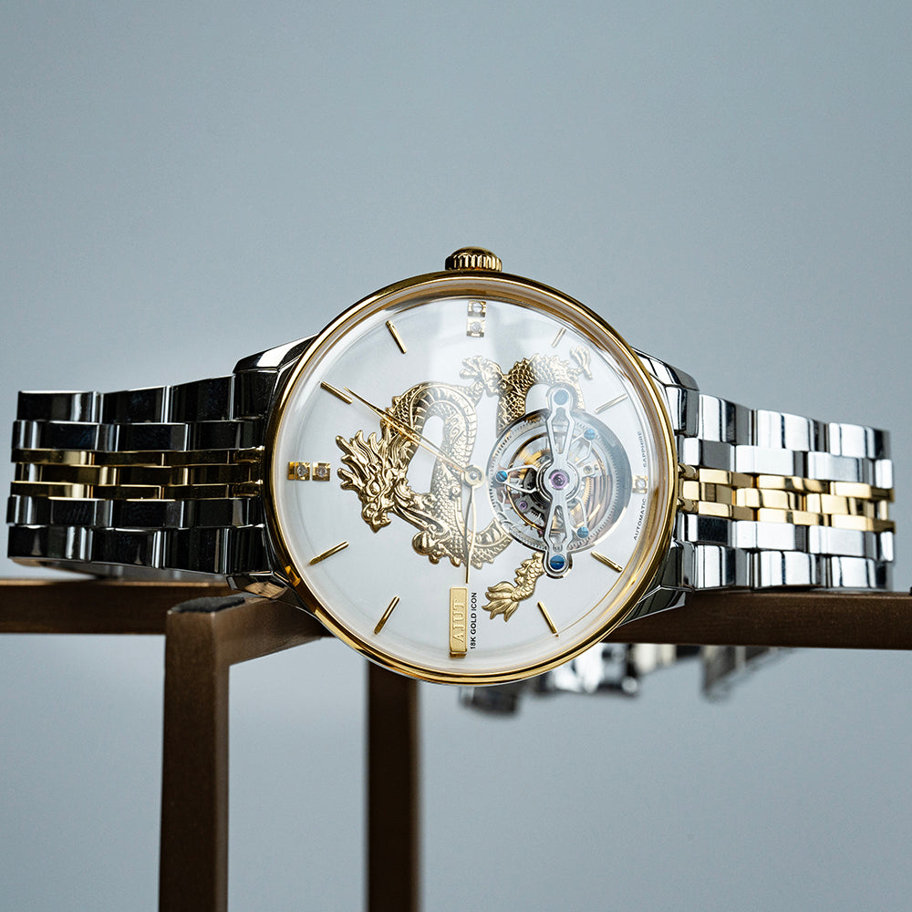 AJUT Automatic Tourbillon Movement Men Watch Sapphire Mirror Dragon Dial Mechanical Watches For Men 0501