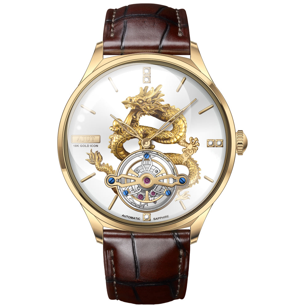 AJUT Automatic Tourbillon Movement Men Watch Sapphire Mirror Dragon Dial Mechanical Watches For Men 0501