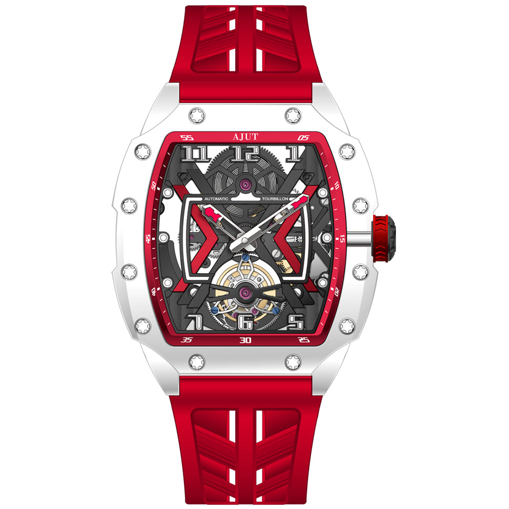 AJUT Crystal Automatic Tourbillon Mechanical Movement Watches For Men Luxury Skeleton Wristwatch Fashion 0506
