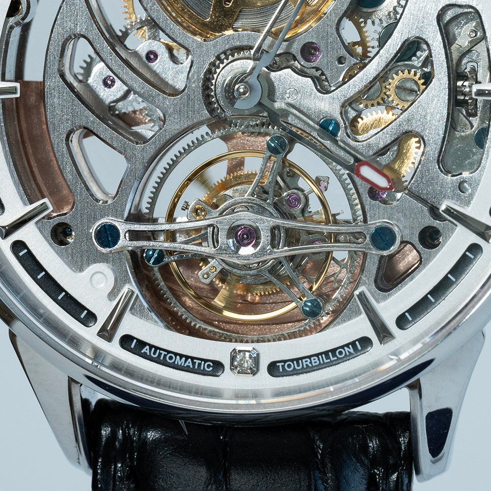 AJUT automatic tourbillon mechanical skeleton mens watch sapphire mirror waterproof hollow luxury man wristwatches 0508