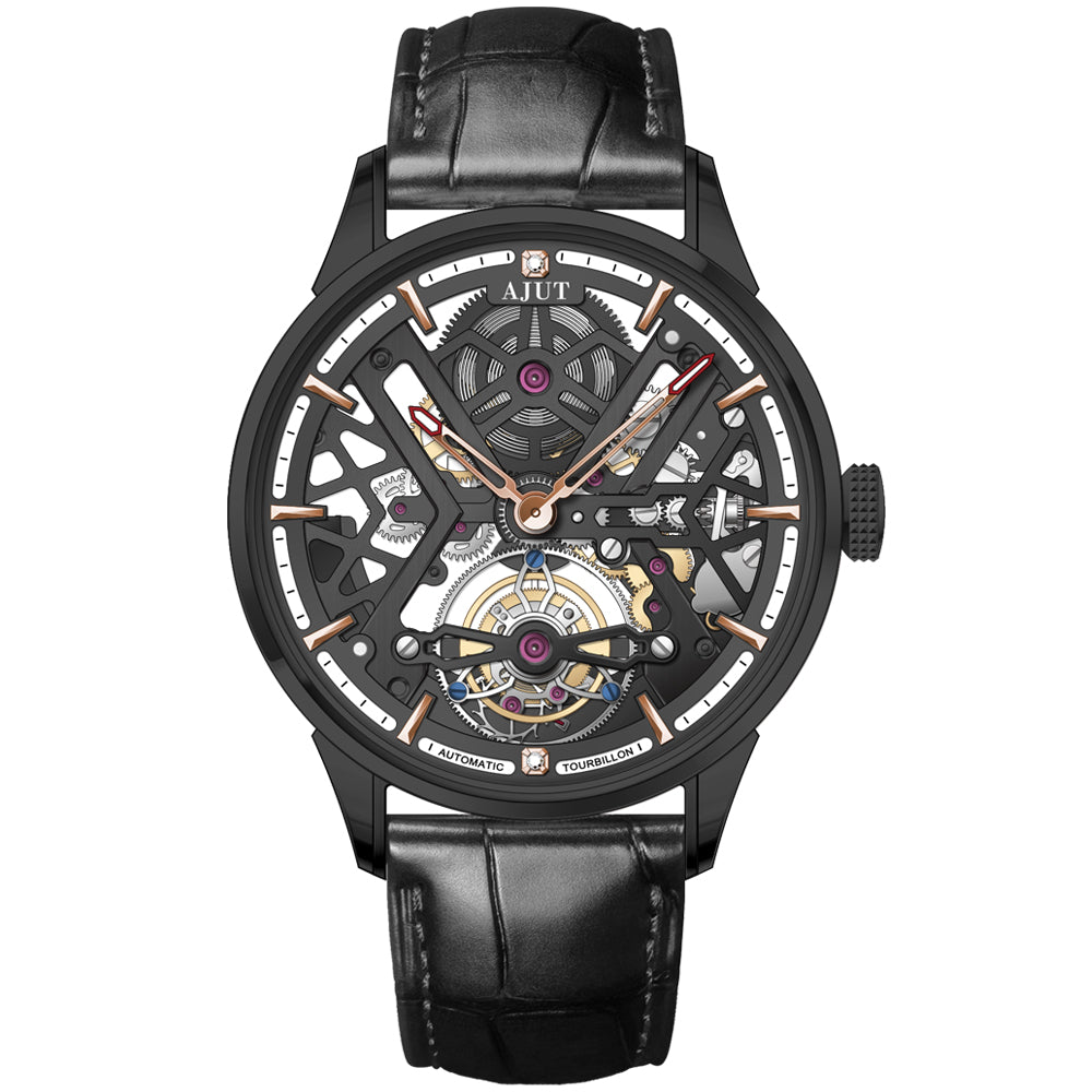AJUT Automatic Tourbillon Mechanical Watches For Men Luxury Hollow Dial Men Watch Fashion 0508