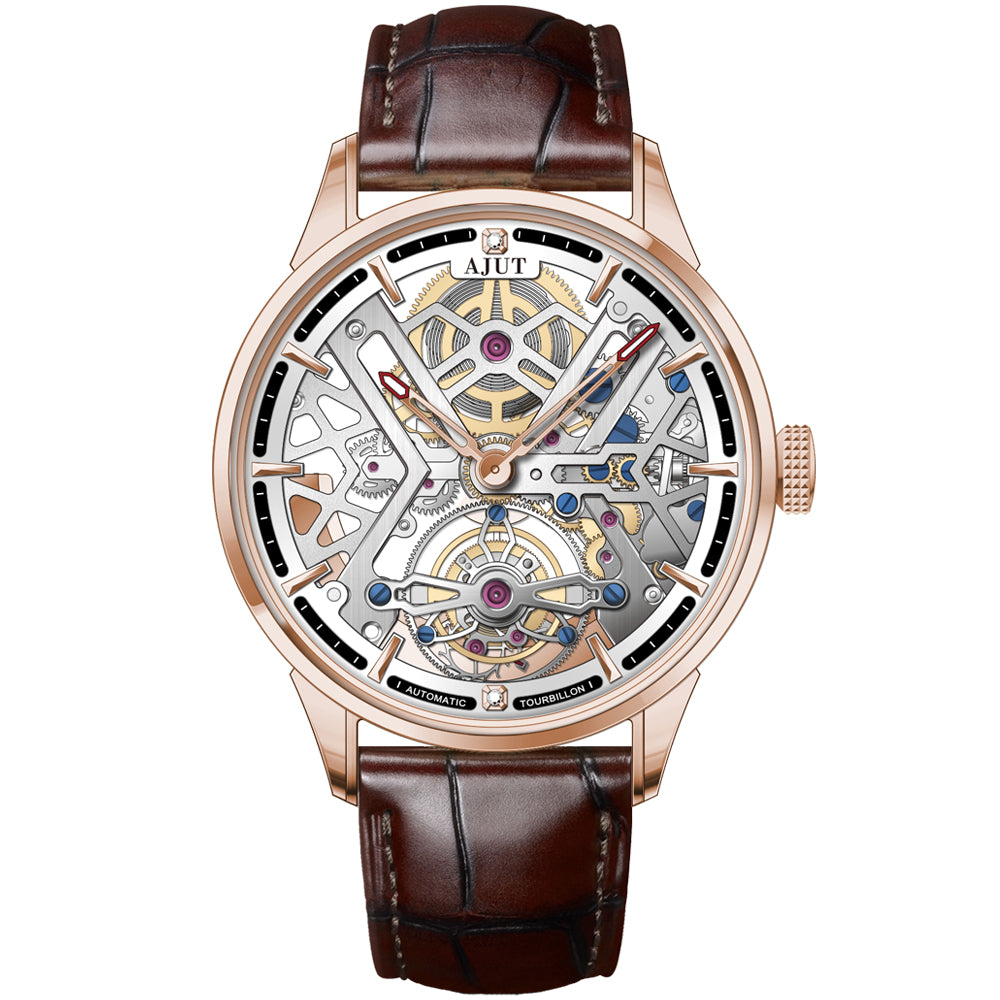 AJUT Automatic Tourbillon Mechanical Watches For Men Luxury Hollow Dial Men Watch Fashion 0508