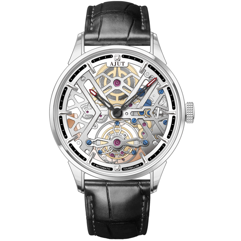 AJUT Automatic Tourbillon Mechanical Watches For Men Luxury Hollow Dial Men Watch Fashion 0508