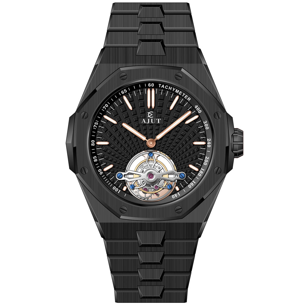AJUT Automatic Mechanical Movement Man Watches Oil Pressure Dial Sapphire 316L Steel Wristwatch 0516