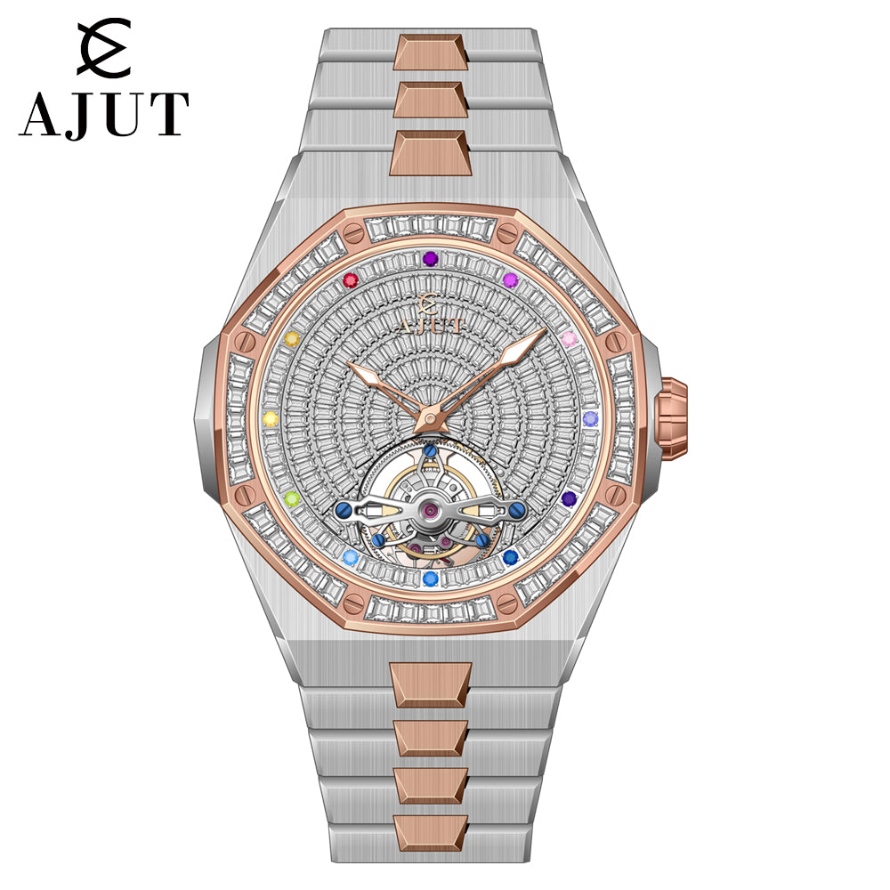 AJUT tourbillon automatic movement watches for man sapphire glass starry sky dial luxury flying mechanical Men's watch 0524