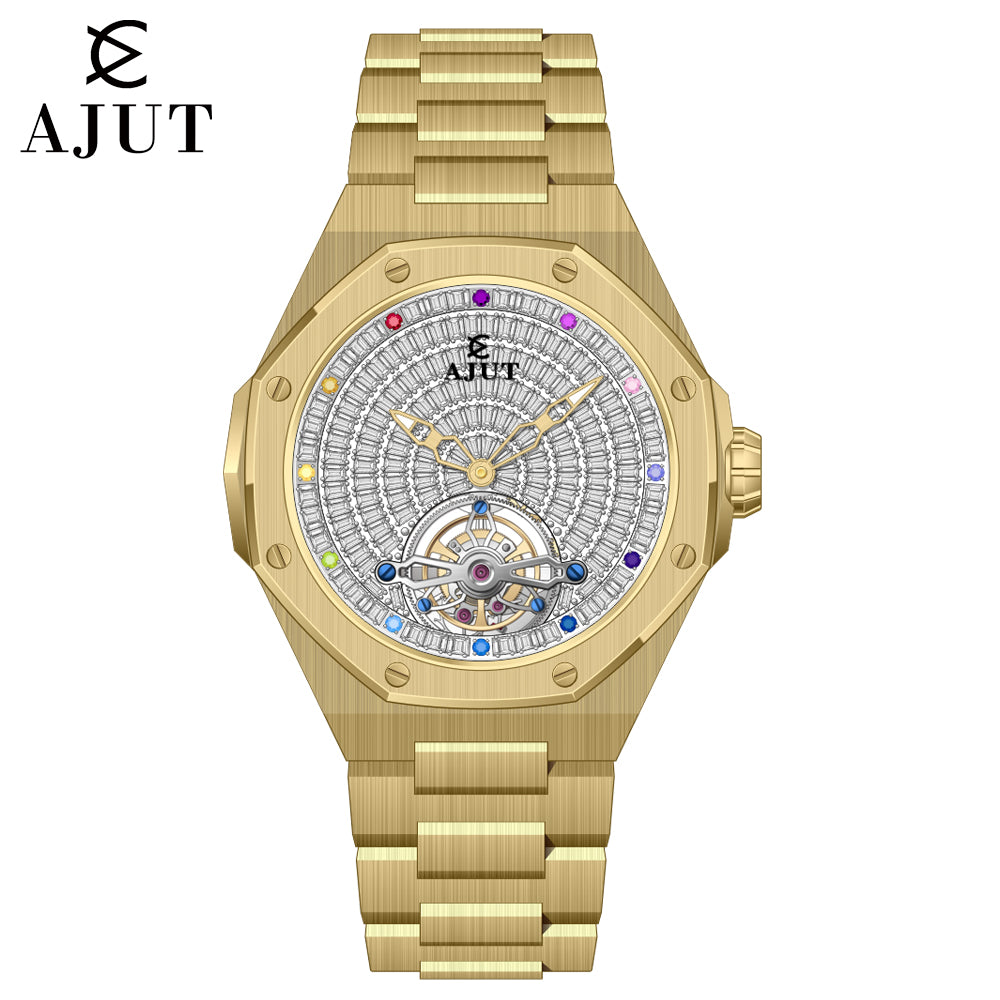 AJUT tourbillon automatic movement watches for man sapphire glass starry sky dial luxury flying mechanical Men's watch 0524