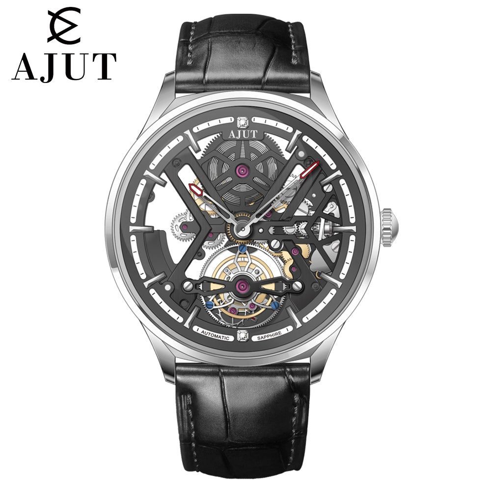 AJUT automatic tourbillon movement watch man sapphire glass hollow surface mechanical watches for men 0545