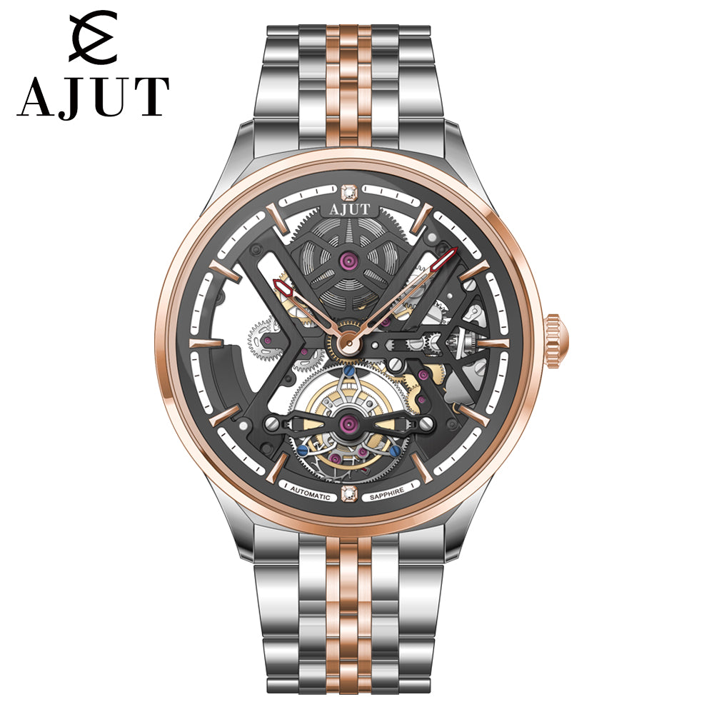 AJUT automatic tourbillon movement watch man sapphire glass hollow surface mechanical watches for men 0545