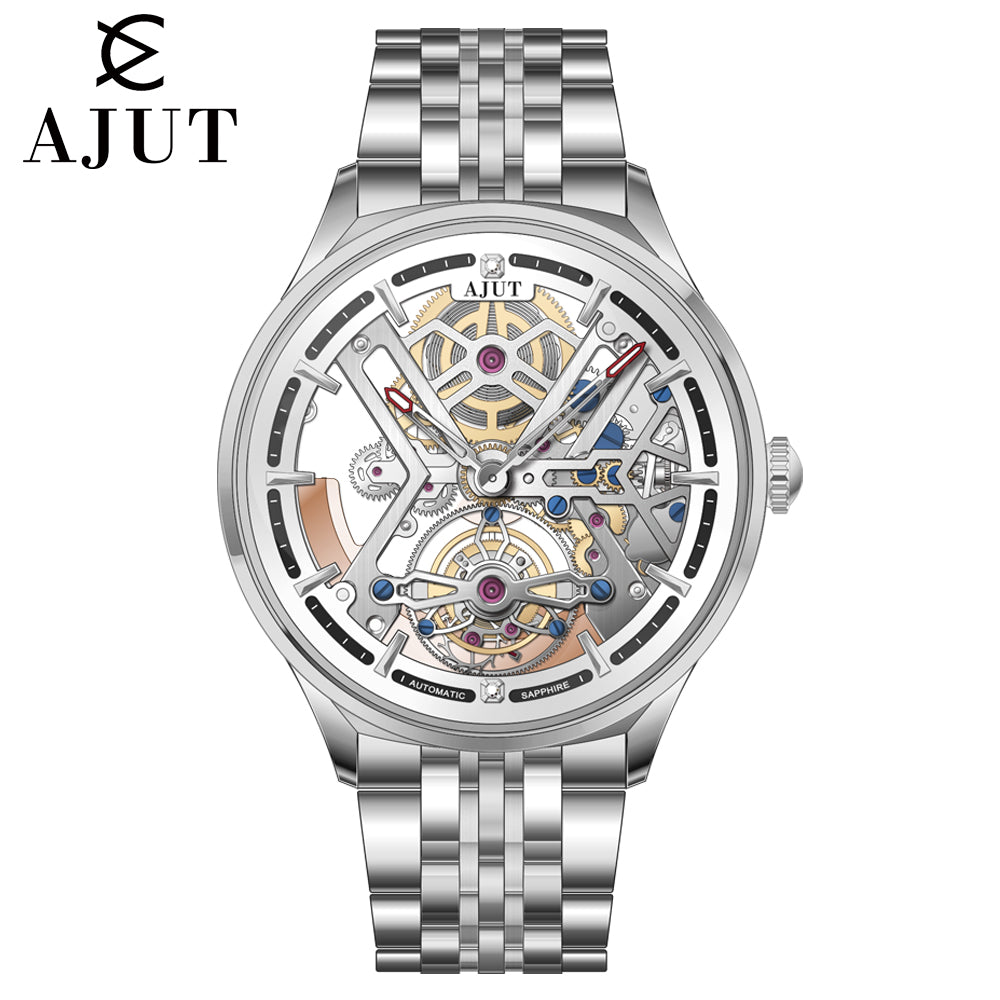 AJUT automatic tourbillon movement watch man sapphire glass hollow surface mechanical watches for men 0545