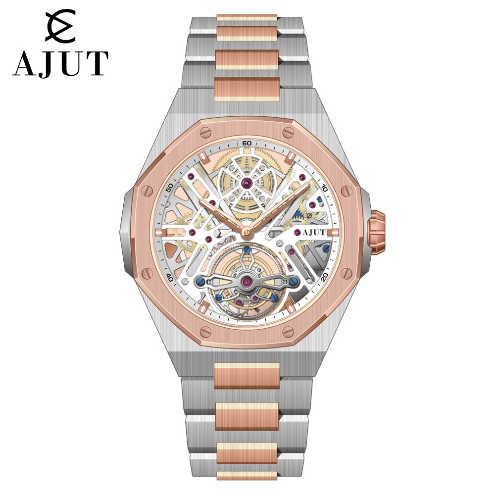 AJUT watch men automatic tourbillon mechanical movement watches man sapphire glass skeleton dial wristwatches 0550