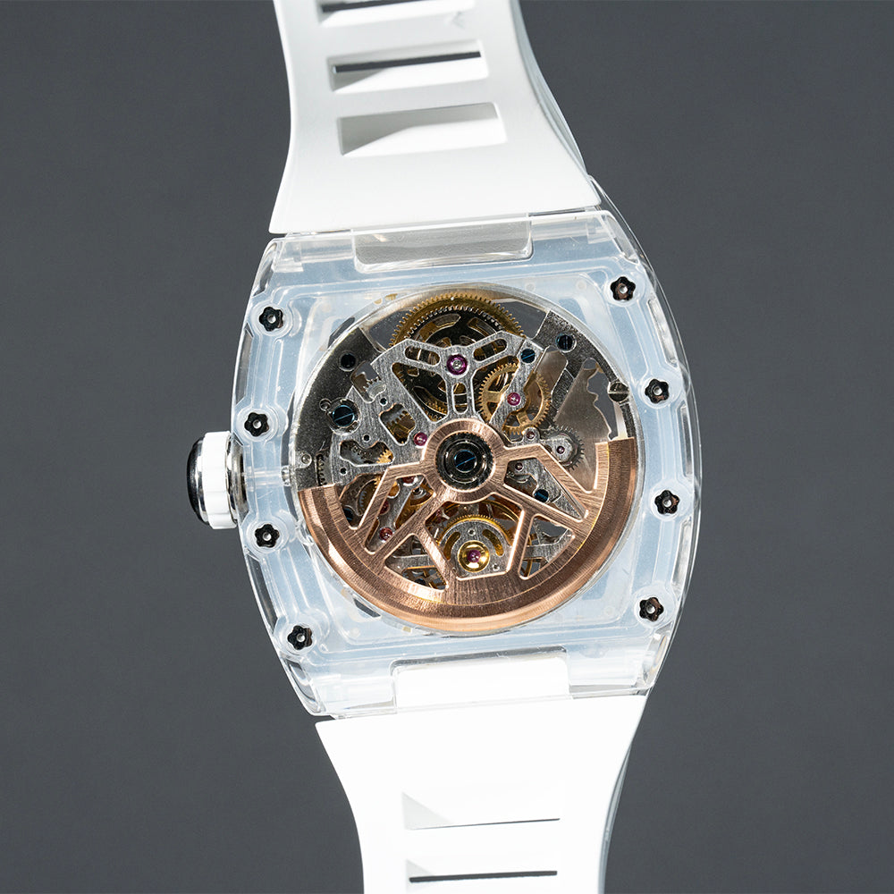 AJUT Automatic Tourbillon Crystal Watches For Man Self Winding Mechanical Movement Watch Man 0571