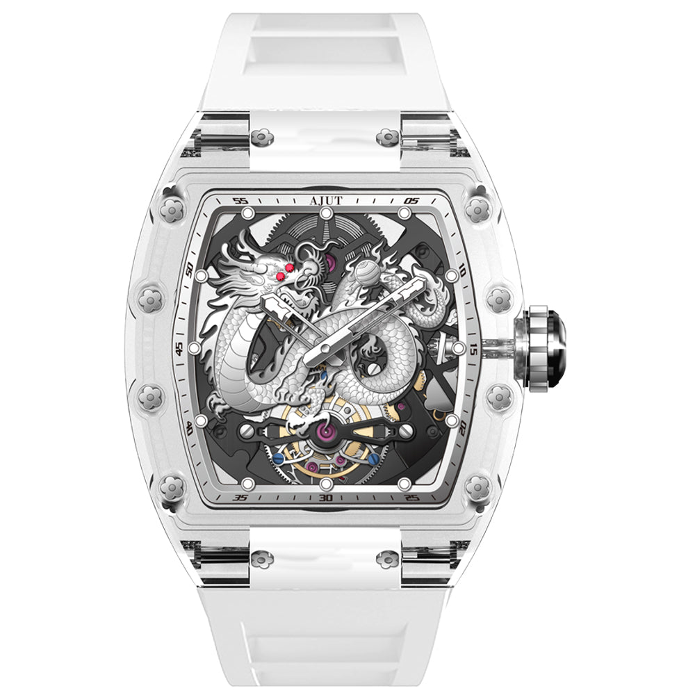 AJUT Automatic Tourbillon Crystal Watches For Man Self Winding Mechanical Movement Watch Man 0571