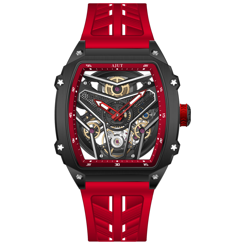 AJUT Automatic Mechanical Movement Watches Men Fashion Skeleton Sapphire Wristwatch 0581