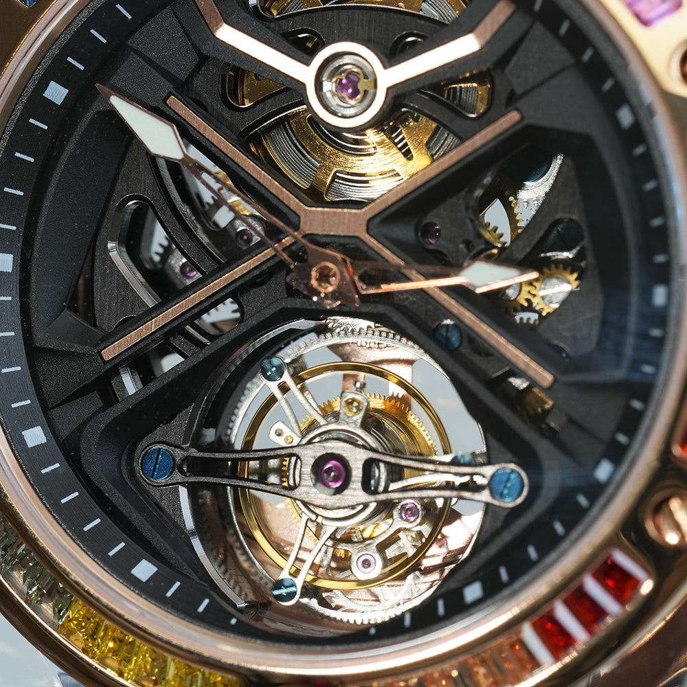 AJUT K9 transparent crystal case watches for men automatic tourbillon movement luxury man watch 0523
