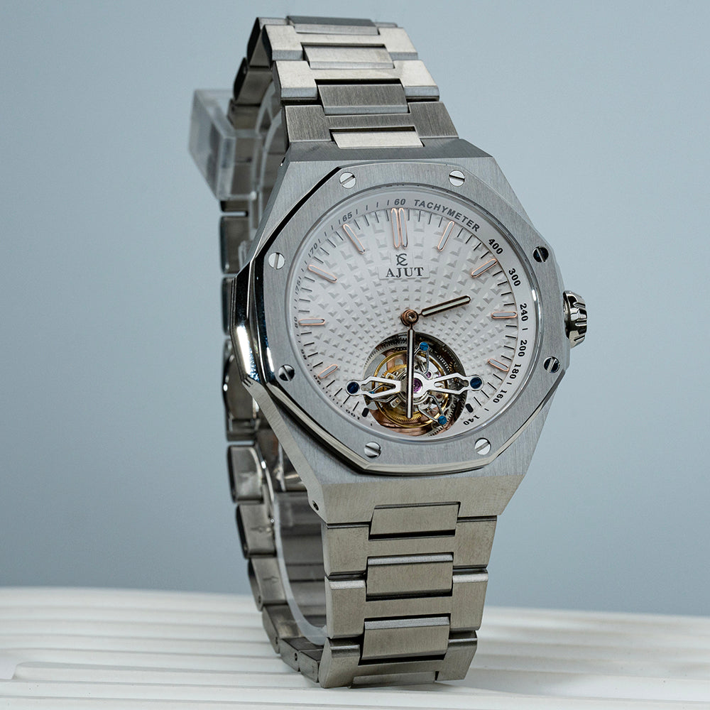 AJUT Automatic Mechanical Movement Man Watches Oil Pressure Dial Sapphire 316L Steel Wristwatch 0516