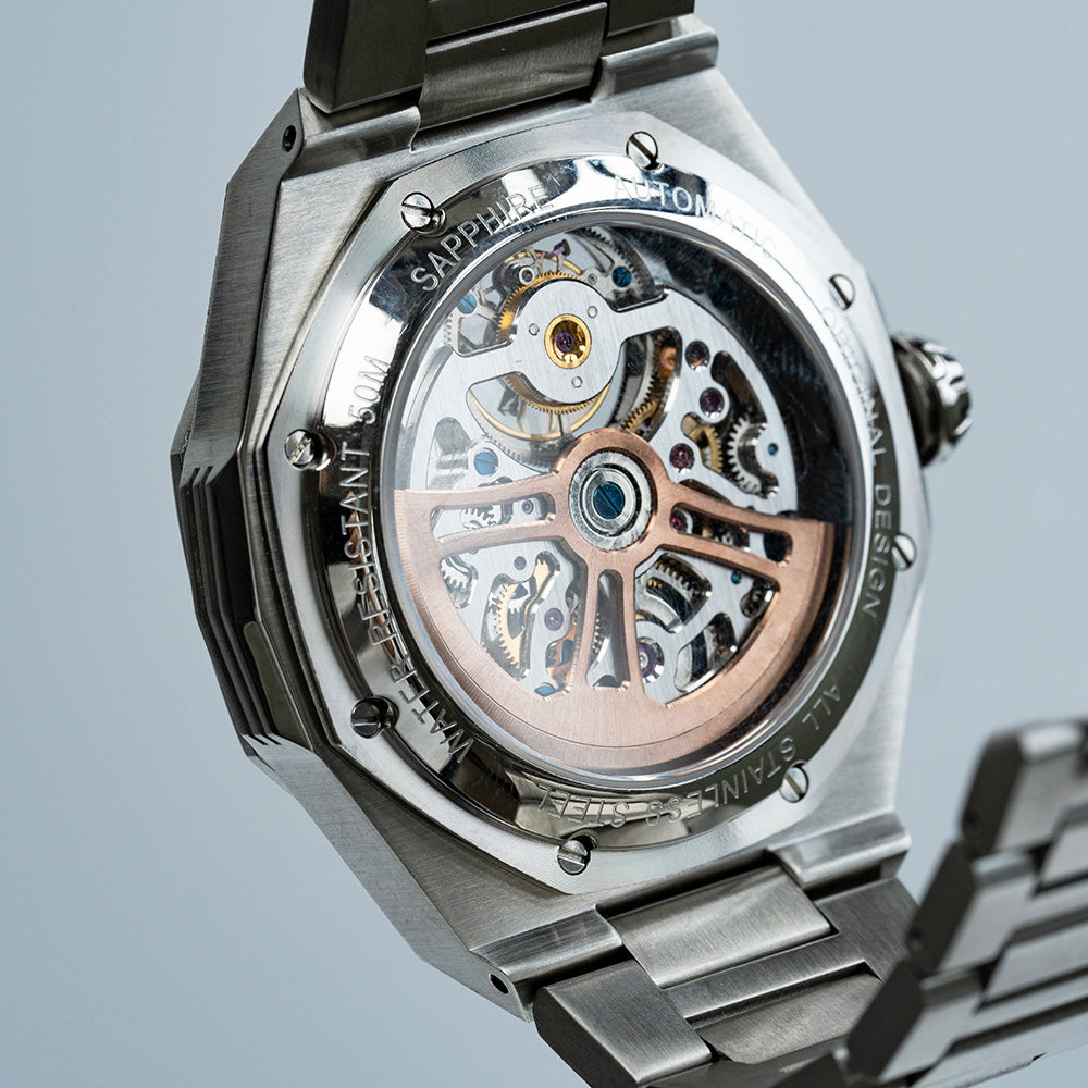 AJUT Automatic Mechanical Movement Man Watches Oil Pressure Dial Sapphire 316L Steel Wristwatch 0516
