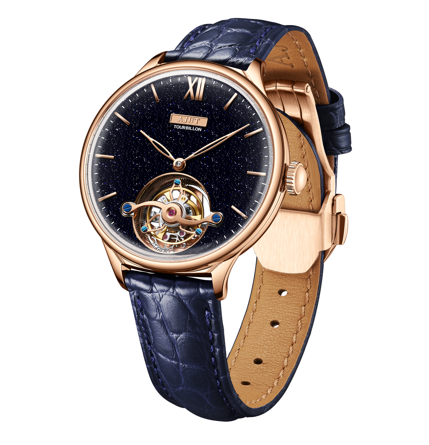 AJUT Sunburst Tourbillon Ladies Watch Enamel Face 50m Waterproof TAL0345