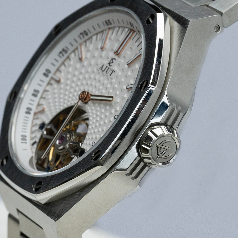 AJUT Automatic Mechanical Movement Man Watches Oil Pressure Dial Sapphire 316L Steel Wristwatch 0516
