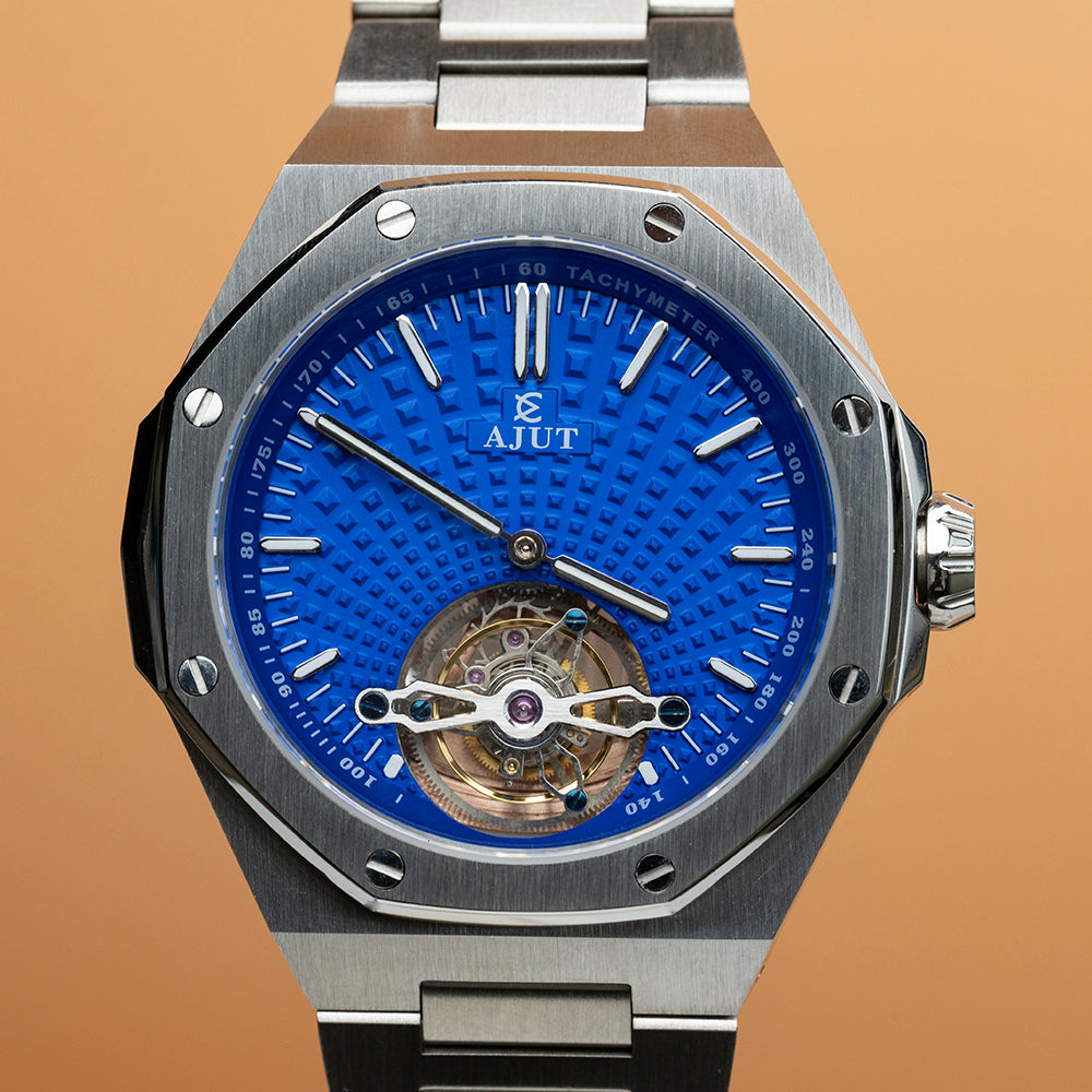 AJUT Automatic Mechanical Movement Man Watches Oil Pressure Dial Sapphire 316L Steel Wristwatch 0516