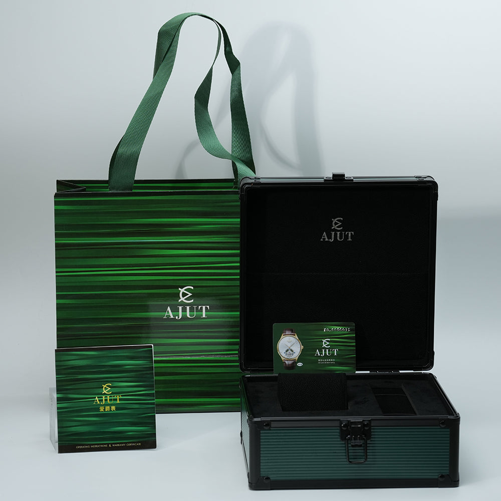 AJUT K9 Transparent Crystal Man Watch Automatic Mechanical Sapphire Hollow Men's Luxury Watch 0570