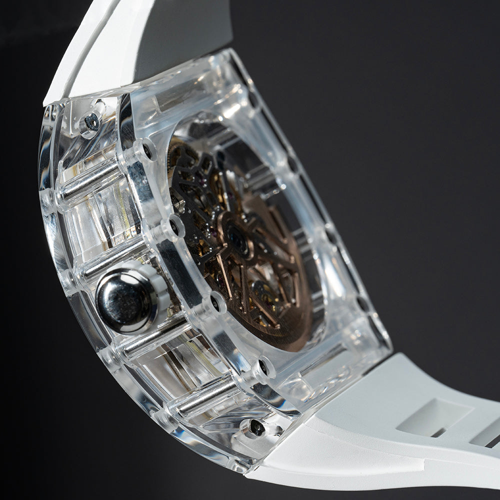 AJUT Automatic Tourbillon Movement Watches For Men Crystal Case Dragon Dial Luxury Self Winding Mechanical Man Watch 0571