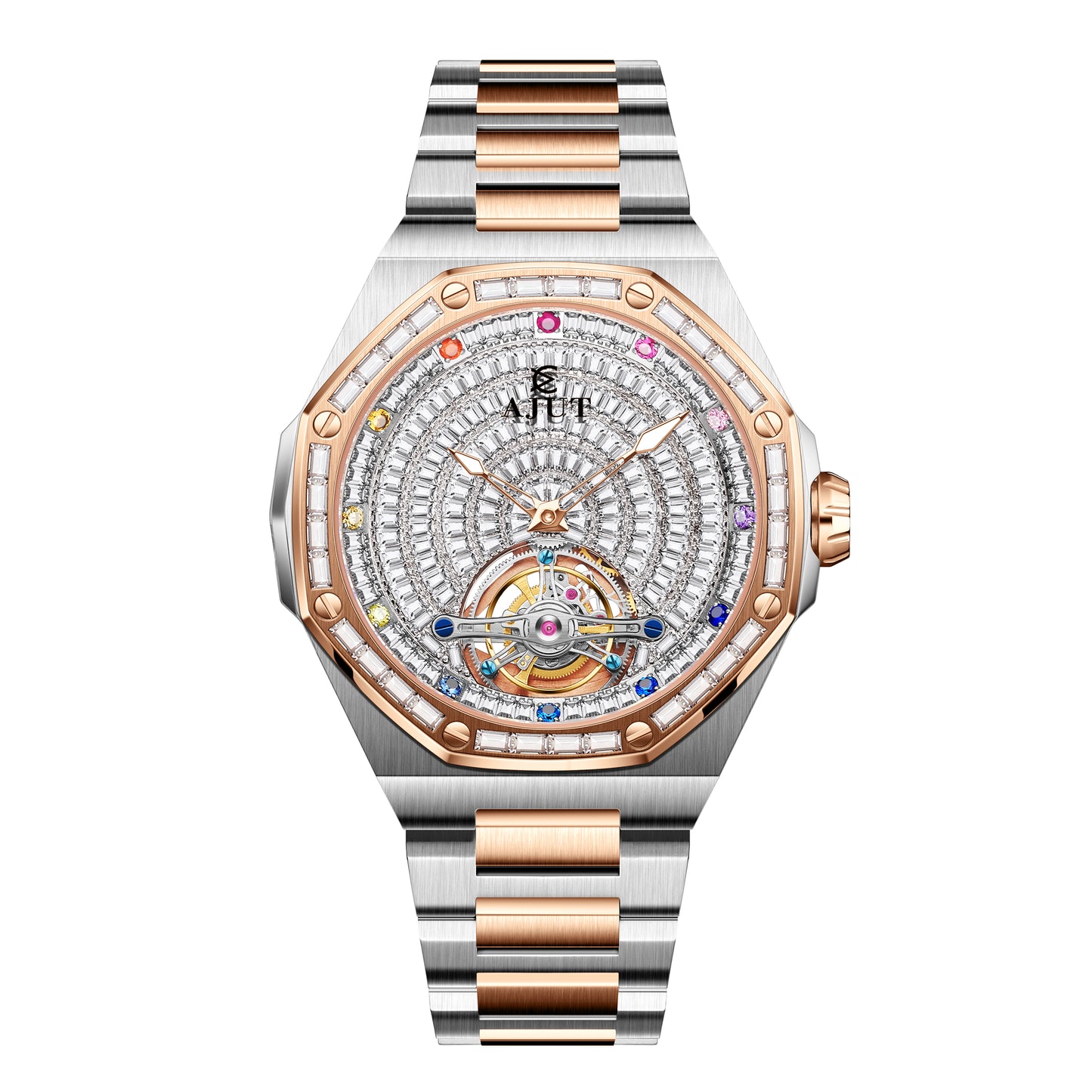 AJUT Starry Sky Stainless Steel Automatic Winding Mechanical Watch Waterproof TAM0524
