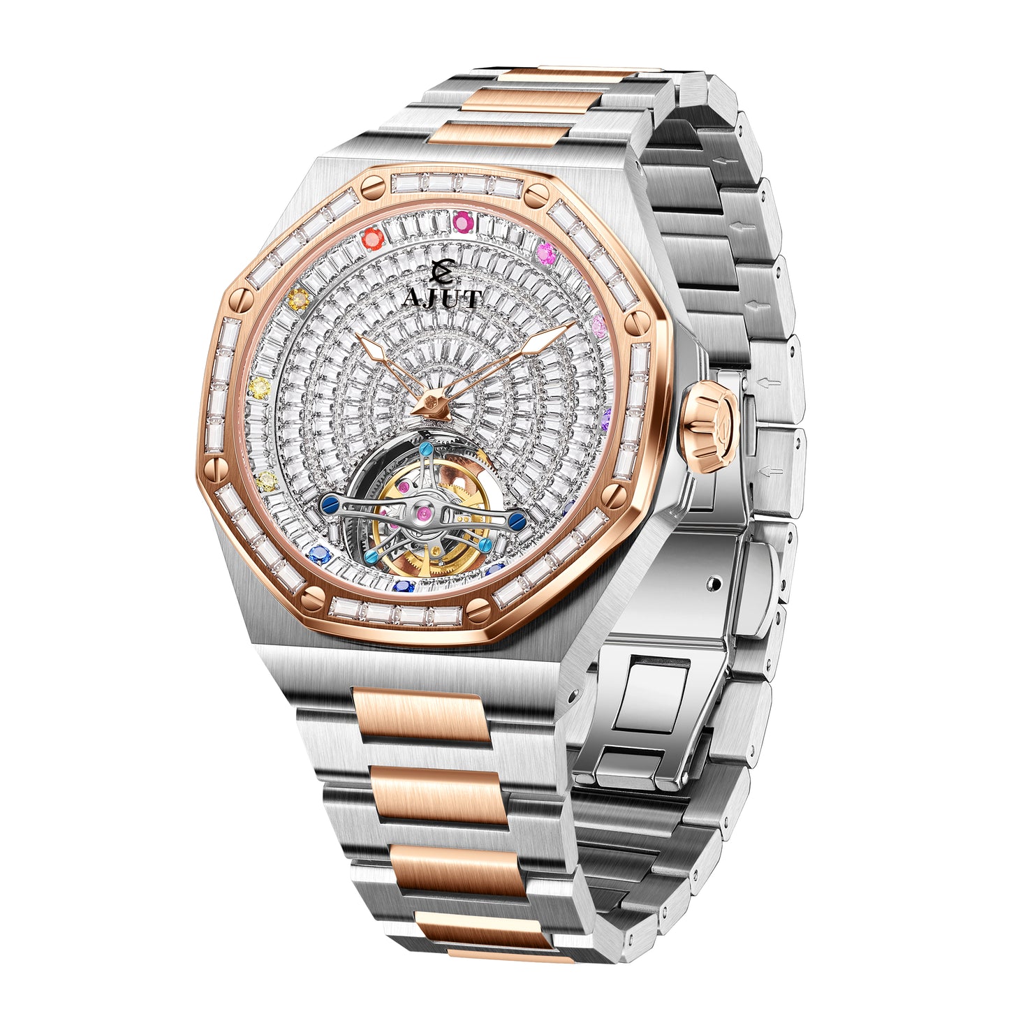 AJUT Starry Sky Stainless Steel Automatic Winding Mechanical Watch Waterproof TAM0524