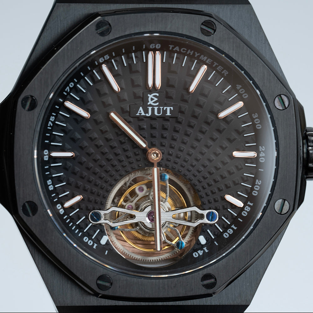 AJUT Automatic Mechanical Movement Man Watches Oil Pressure Dial Sapphire 316L Steel Wristwatch 0516