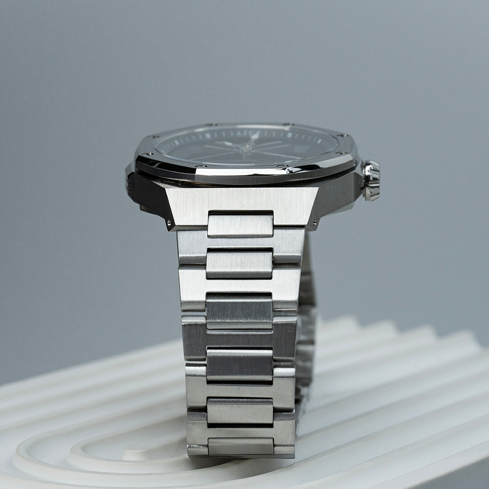 AJUT Automatic Tourbillon Watch Man Self Winding Mechanical Skeleton Stainless Steel Wristwatch 0517