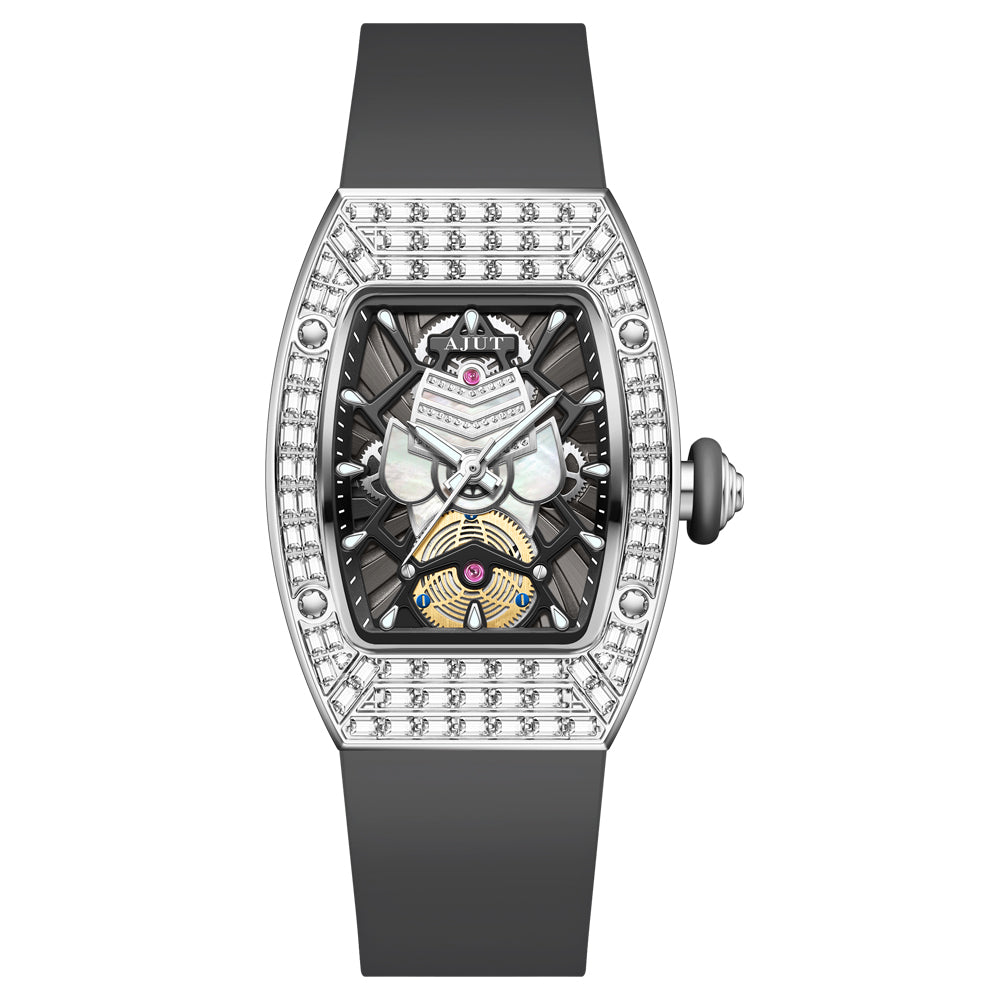 AJUT Quartz Movement Watches For Woman Sapphire With Square Zircon Bezel Quartz Ladies Watches Luxury 1140