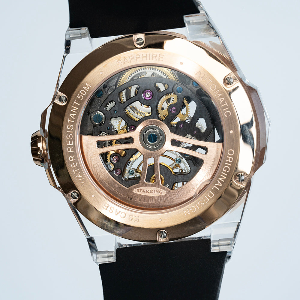 AJUT K9 transparent crystal case watches for men automatic tourbillon movement luxury man watch 0523