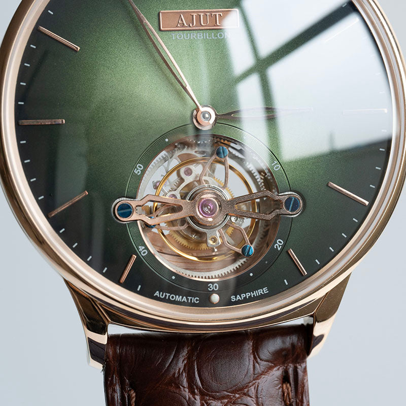 AJUT automatic tourbillon movement men watch vintage sapphire glass simple dial self wind mechanical watches for men Business 0345
