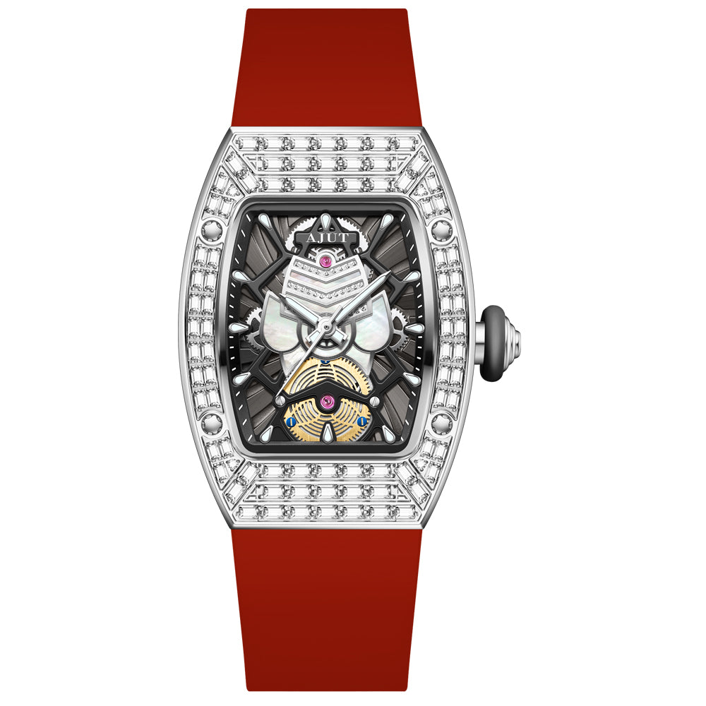 AJUT Quartz Movement Watches For Woman Sapphire With Square Zircon Bezel Quartz Ladies Watches Luxury 1140