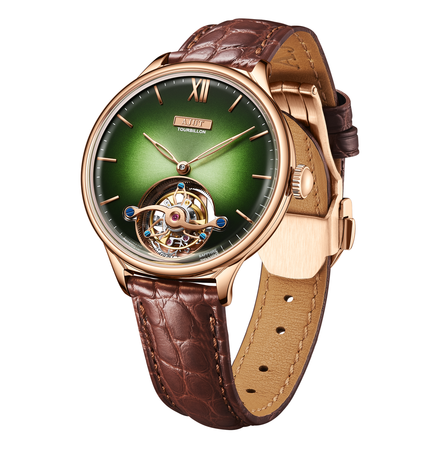 AJUT Sunburst Tourbillon Ladies Watch Enamel Face 50m Waterproof TAL0345
