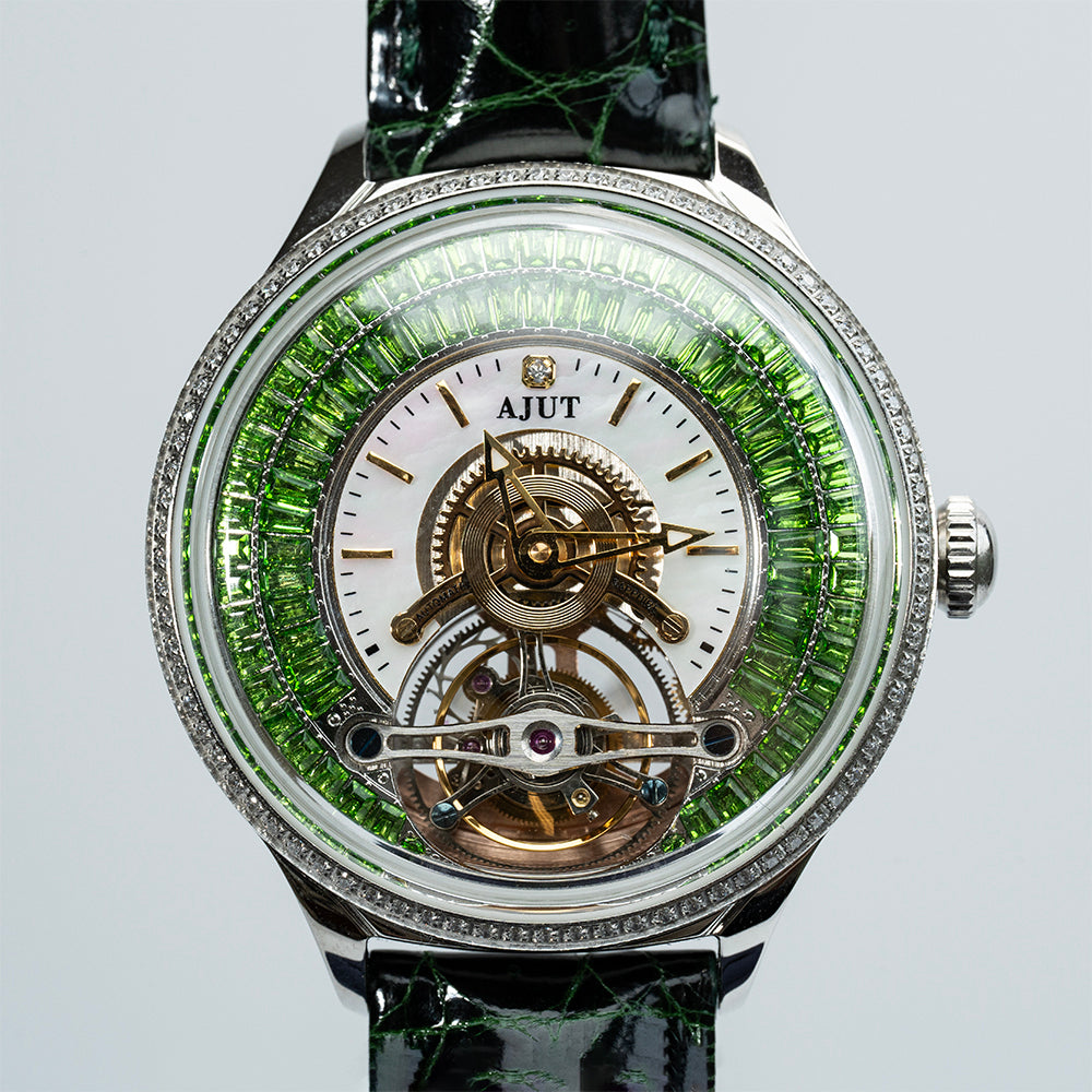 AJUT Automatic Tourbillon Mechanical Women Watch Luxury inlaid With Star-shaped Ladies Watch Fashion 0398L