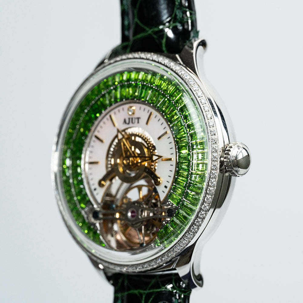 AJUT Automatic Tourbillon Mechanical Women Watch Luxury inlaid With Star-shaped Ladies Watch Fashion 0398L