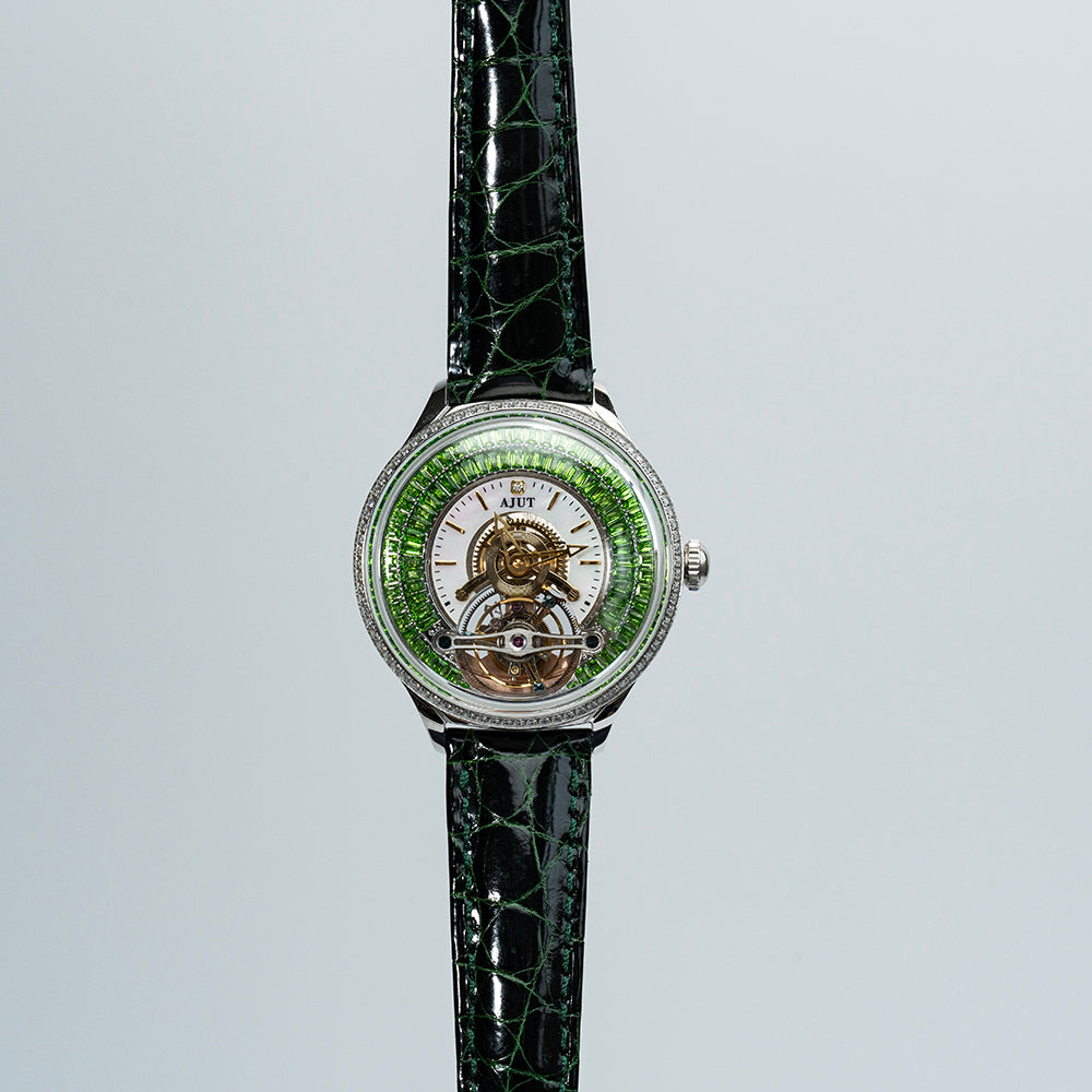 AJUT Automatic Tourbillon Mechanical Women Watch Luxury inlaid With Star-shaped Ladies Watch Fashion 0398L