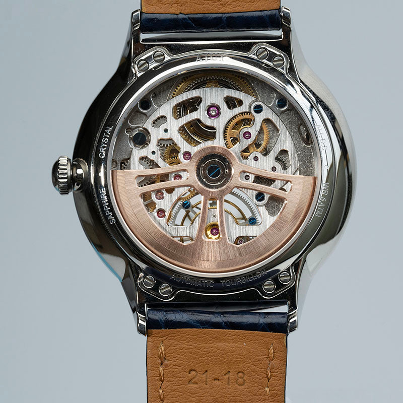 AJUT Automatic Tourbillon Movement Watches For Man Sapphire Square Zircon Dial Flying Mechanical Men's Watch 0398M