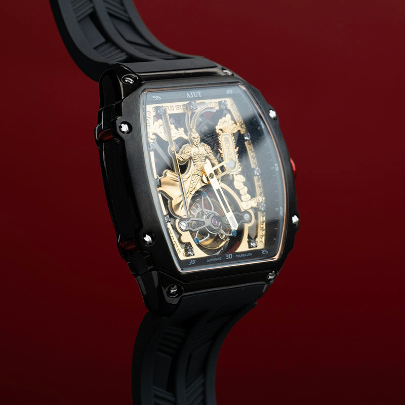 AJUT Tourbillon Movement Man Watch Automatic Tourbillon Skeleton Mechanical Sapphire With Diamonds Watches for men 316L Stainless Steel Case 0566