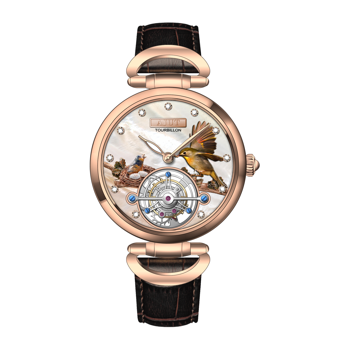 AJUT Luxury Tourbillon Ladies Watch Sapphire with diamonds Women Watch TAL0312