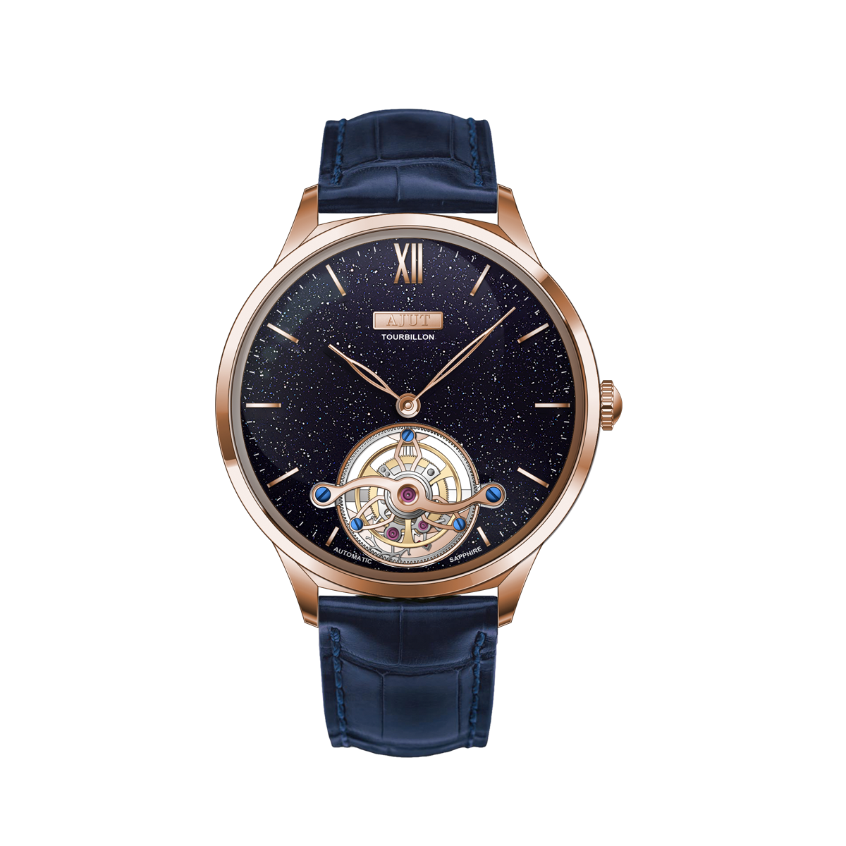 AJUT Sunburst Tourbillon Ladies Watch Enamel Face 50m Waterproof TAL0345